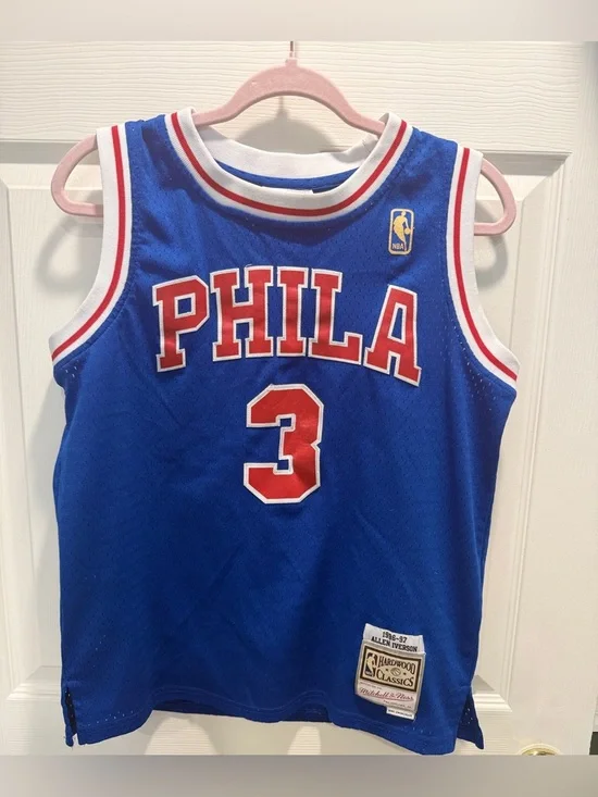 Youth L 14/16 Allen Iverson #3 Philadelphia 76ers Jersey Mitchell & Ness - Picture 2 of 11